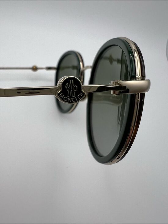 Moncler ML0195 Sunglasses 56R Havana Dark Green Pale Gold Temples Polarized main image 5